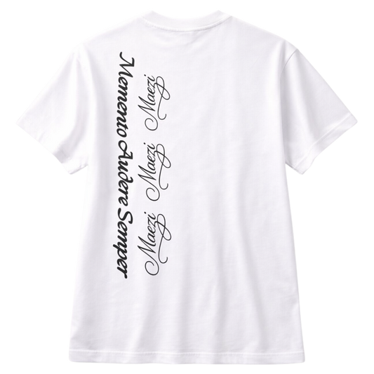 MAEZi_Memento_Audere_Semper_heren_T-shirt_wit_achterkant